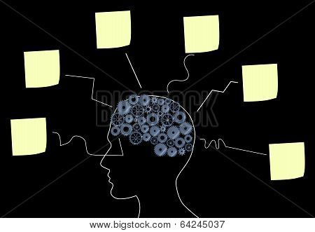 Illustration Of A Brain With Many Ideas On A Stickers