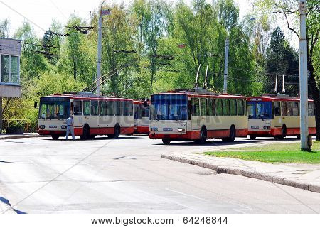 Vilnius End Trolley Station At Karoliniskes. Lithuania.