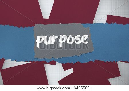 The word purpose against wine paper strewn over grid