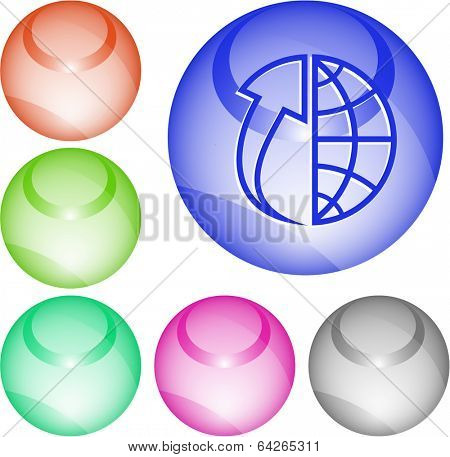 Globe and array up. Interface element. Raster illustration.