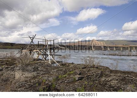 Old Fishing Platform By The Dalles Bridge