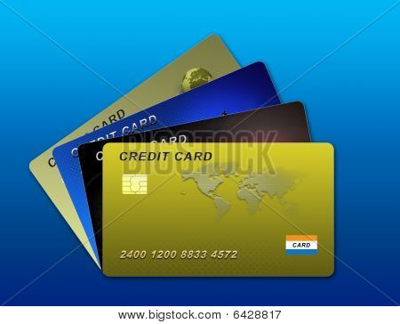 Four Credit Cards Illustration