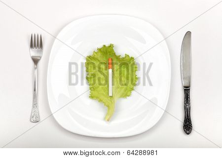 Cigarette On Dinner Plate