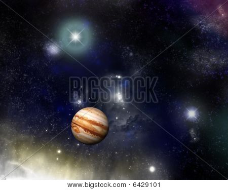 Universe - Jupiter And A Starfield