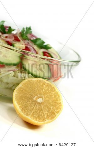 Salad With Fresh Cabbage Leaves