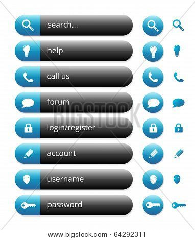 Simple Blue And Black Internet Buttons, Illustration
