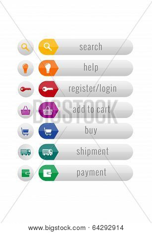 Internet Buttons In Flat Style - Illustration