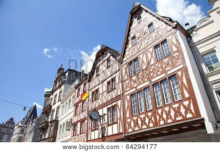 Tradiontal Houses At Hauptmarkt, Trier Germany