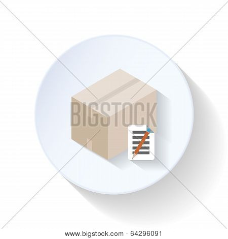 Box with waybill flat icon