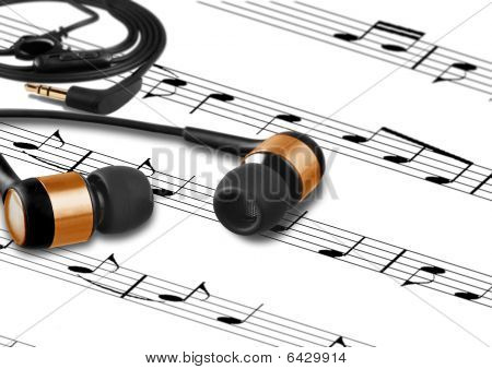 Earphones and musical notes