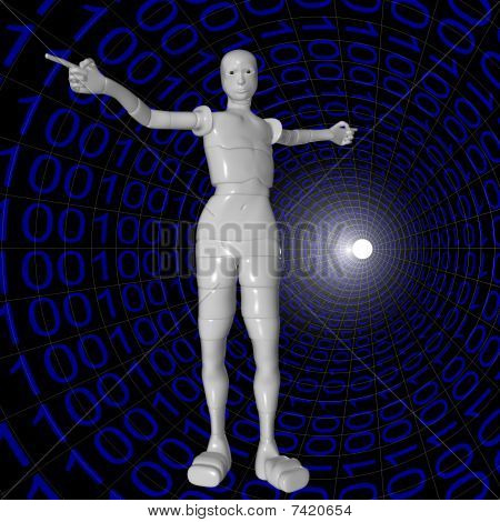 Female android in Binär-system
