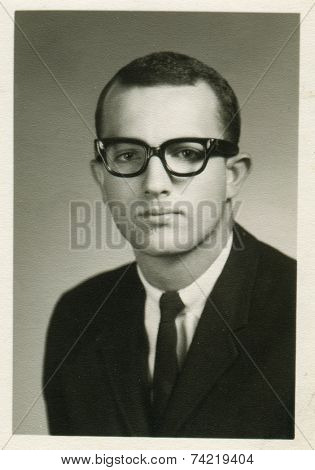 USA- CIRCA 1950s: Vintage photo shows Portrait of a young businessman. 
