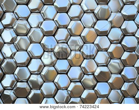 Abstract pattern of hexahedron metal pieces illustration