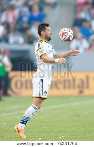 CARSON, CA - OCT 19: Dan Gargan in action during the Los Angeles Galaxy MLS game against the Seattle Sounders on October 19th 2014 at the StubHub Center.