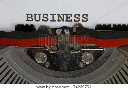 Business Written With Black Ink With The Old Typewriter