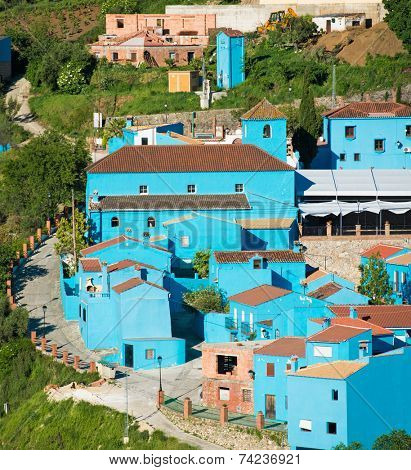 Juzcar, blue Andalusian village in Malaga, Spain. village was painted blue for The Smurfs movie launch