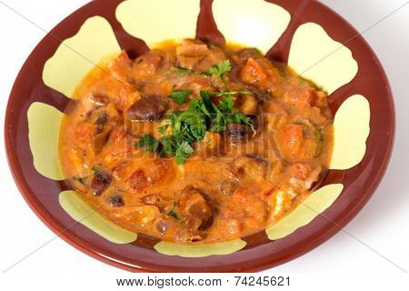 Egyptian foul medammes, a staple of the country's diet, made from fava (broad) beans, tomato, onion, garlic