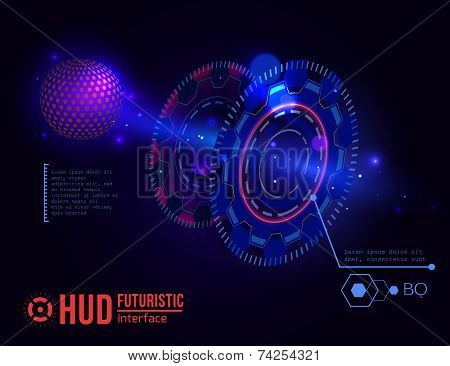 Futuristic HUD interface elements. Virtual touch user. Vector illustration.