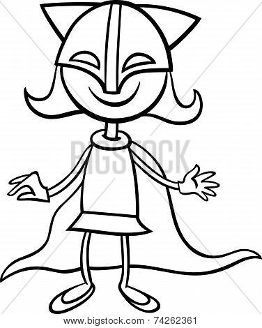 Superhero Girl Cartoon Coloring Page