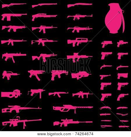 Illustration Set - Weapons - Pistols, Sub Machine Guns, Assault Rifles, Sniper Rifles, Lmgs, Knives,