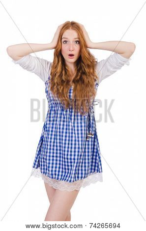 Emotional woman isolated on the white