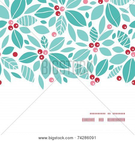 Vector christmas holly berries horizontal frame seamless pattern background