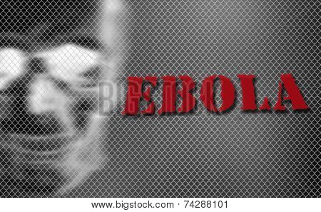 Red Word Ebola On Black And White Background