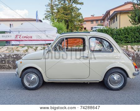 Vintage Fiat 500 Car At  L'eroica, Italy