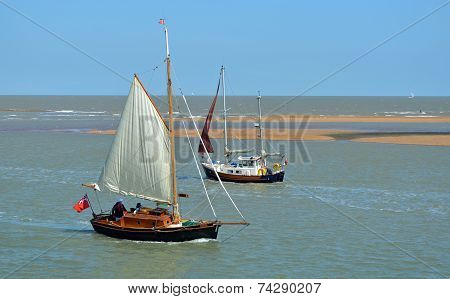 Sailing Boats at the estuary of the river Deben.