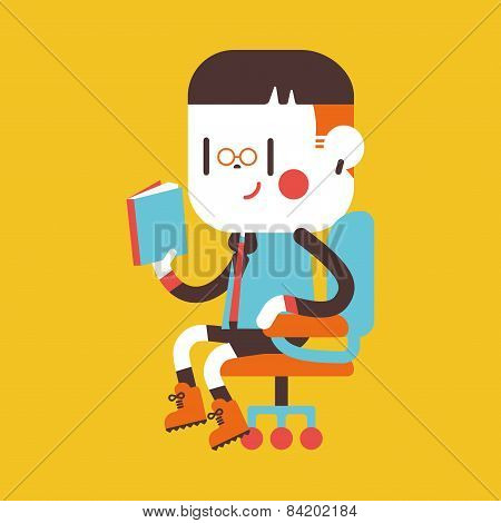 Character Illustration Design. Boy Reading Cartoon,eps