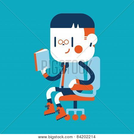 Character Illustration Design. Boy Reading Cartoon,eps
