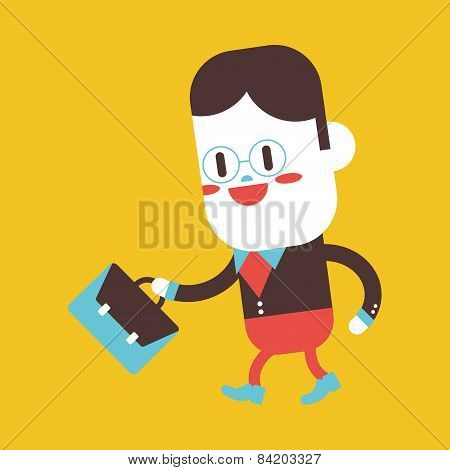 Character Illustration Design. Businessman Going To Work Cartoon,eps
