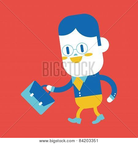 Character Illustration Design. Businessman Going To Work Cartoon,