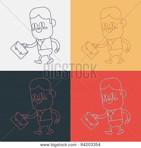 Character Illustration Design. Businessman Going To Work Cartoon,