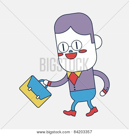 Character Illustration Design. Businessman Going To Work Cartoon,