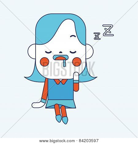 Character Illustration Design. Businesswoman Dozing Cartoon,