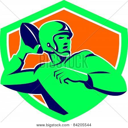 American Football Quarterback Qb Shield Retro