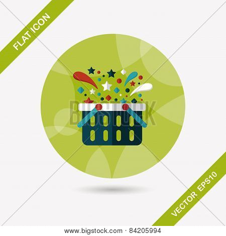 Shopping Basket Flat Icon With Long Shadow,eps10
