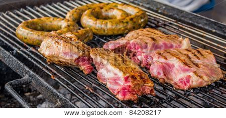Sai Aua And Grilled Pork (notrhern Thai Spicy Sausage ) ,chiang Mai , Thailand