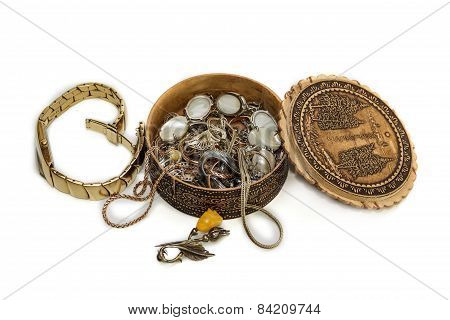 Wristwatch And Casket With Jewelery