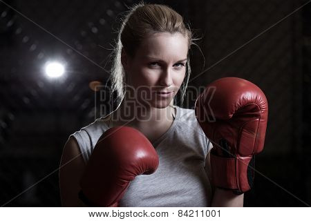 Boxing Woman Going To Fight