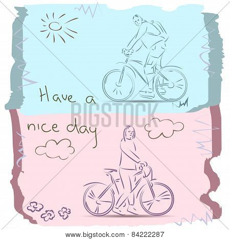Have A Good Day On Bike. Sketch
