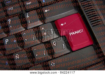 Panic In Black Keyboard And Red Key