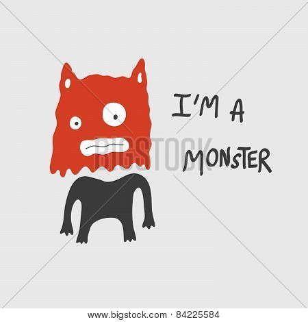 Monster with red head vector illustration
