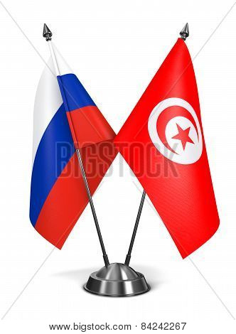 Russia and Tunisia - Miniature Flags.