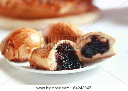 Freshly baked pie with jam. Bakery