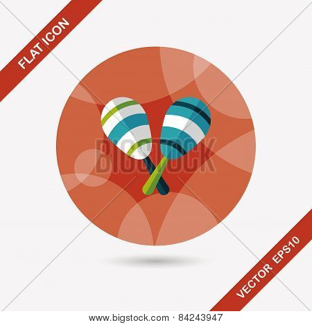 Wooden Rattle Flat Icon With Long Shadow,eps10
