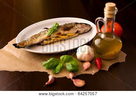 Trout baked from the oven