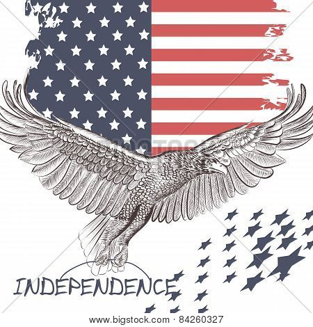 Fashion Trendy Background Usa Flag And Eagle Symbol Of Independence