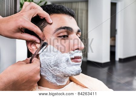 Shave at the barber shop